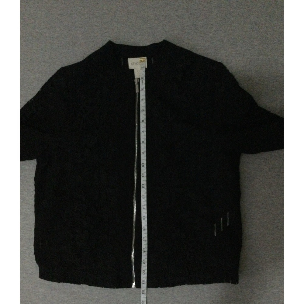 Chico's Jacket Womens 0 Black Floral Embroidered Crochet Lace Boho zipper US S - Picture 12 of 14